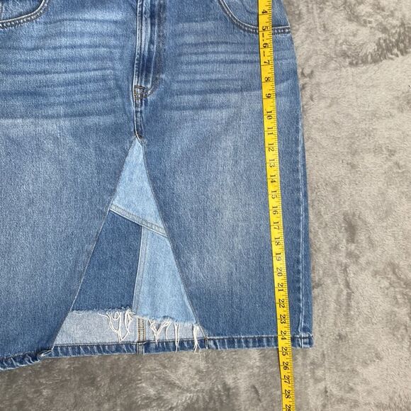 Patchwork Tri Denim Medium Wash Midi Skirt - Picture 10 of 10